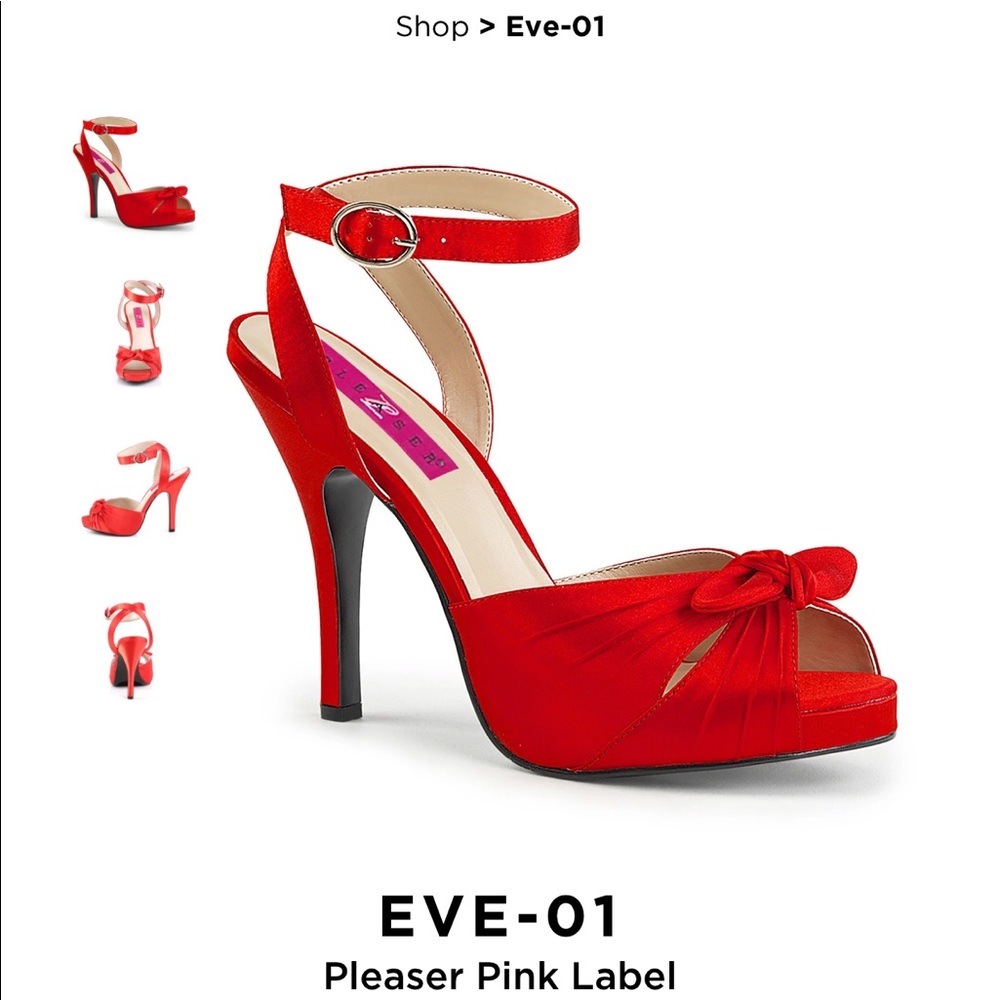 Pleaser EVE-01 Red Satin Sandal Stiletto Size 15